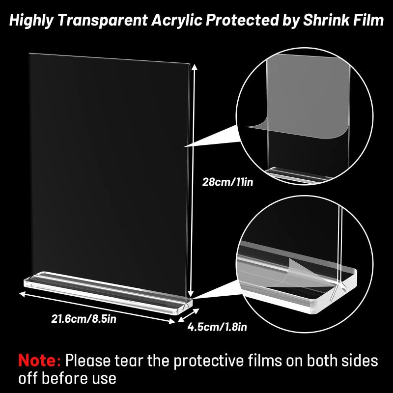 Comkrivy Acrylic Sign Holder 8.5 x 11 Inch Vertical T Shape Display Stand Double-Sided Desktop Clear Sign Holders Paper Holder Table Menu Holders Plastic Sign Stand for Home, Office, Restaurants, Store, 2-Pack - Image 3